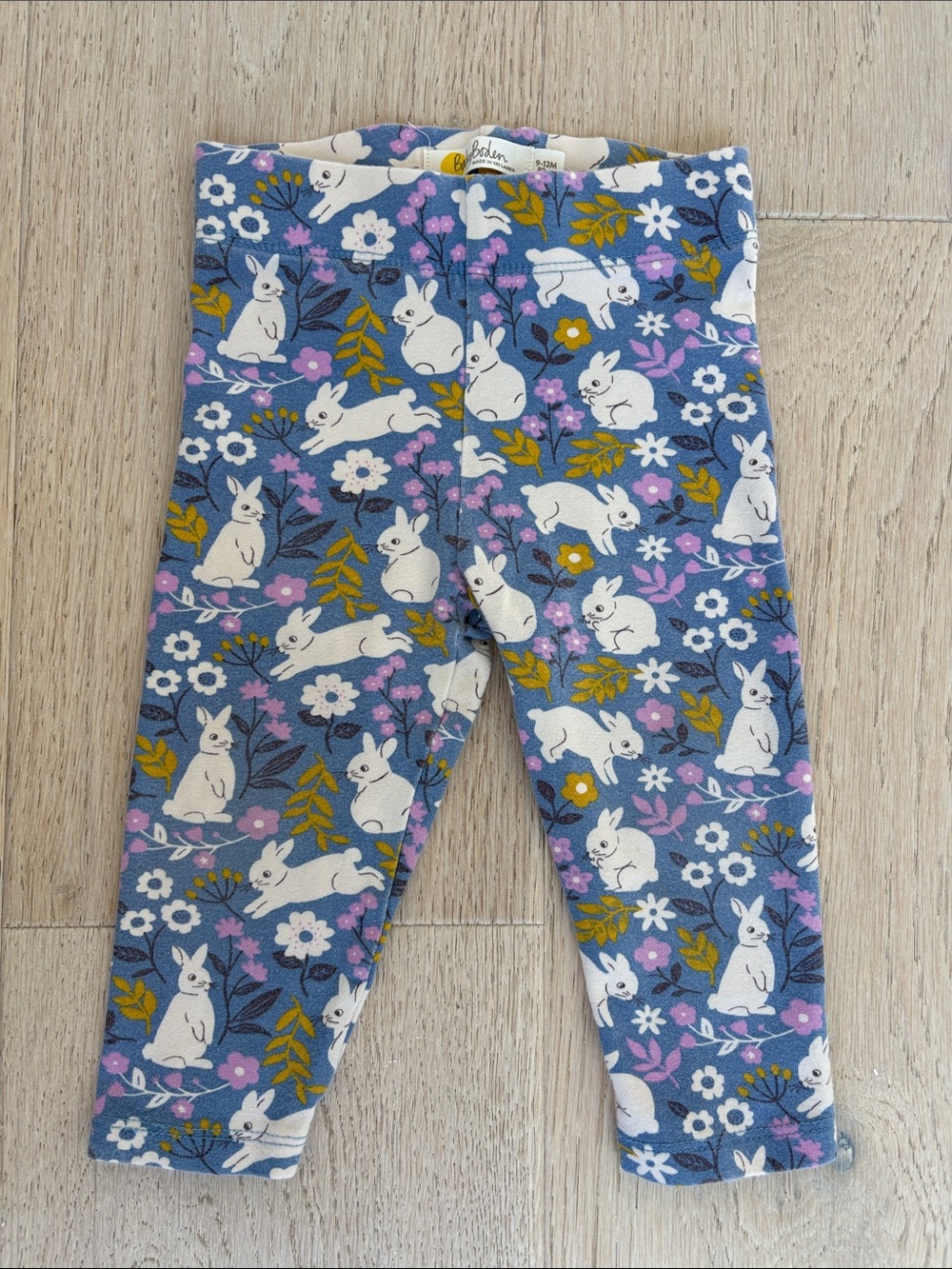 Mini Boden Blue Bunny Floral Leggings